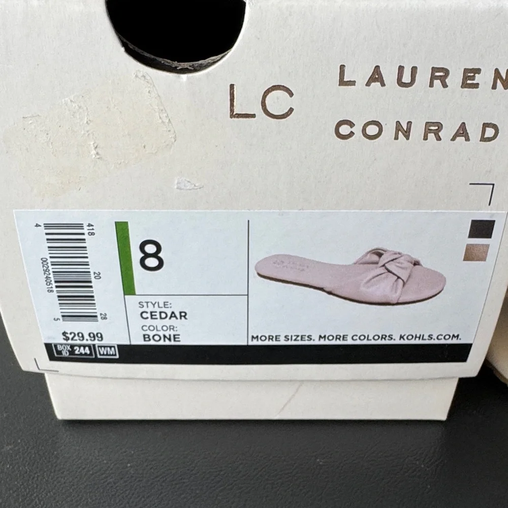 LC Lauren Conrad Cream Knotted Slide Sandals